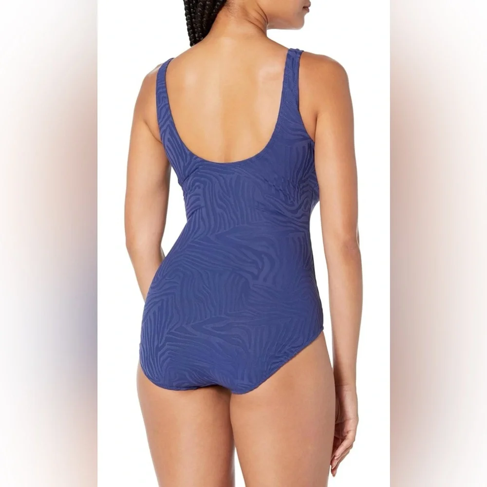 NWT Gottex Women's Standard African Escape Surplice One Piece Size 8 Blue